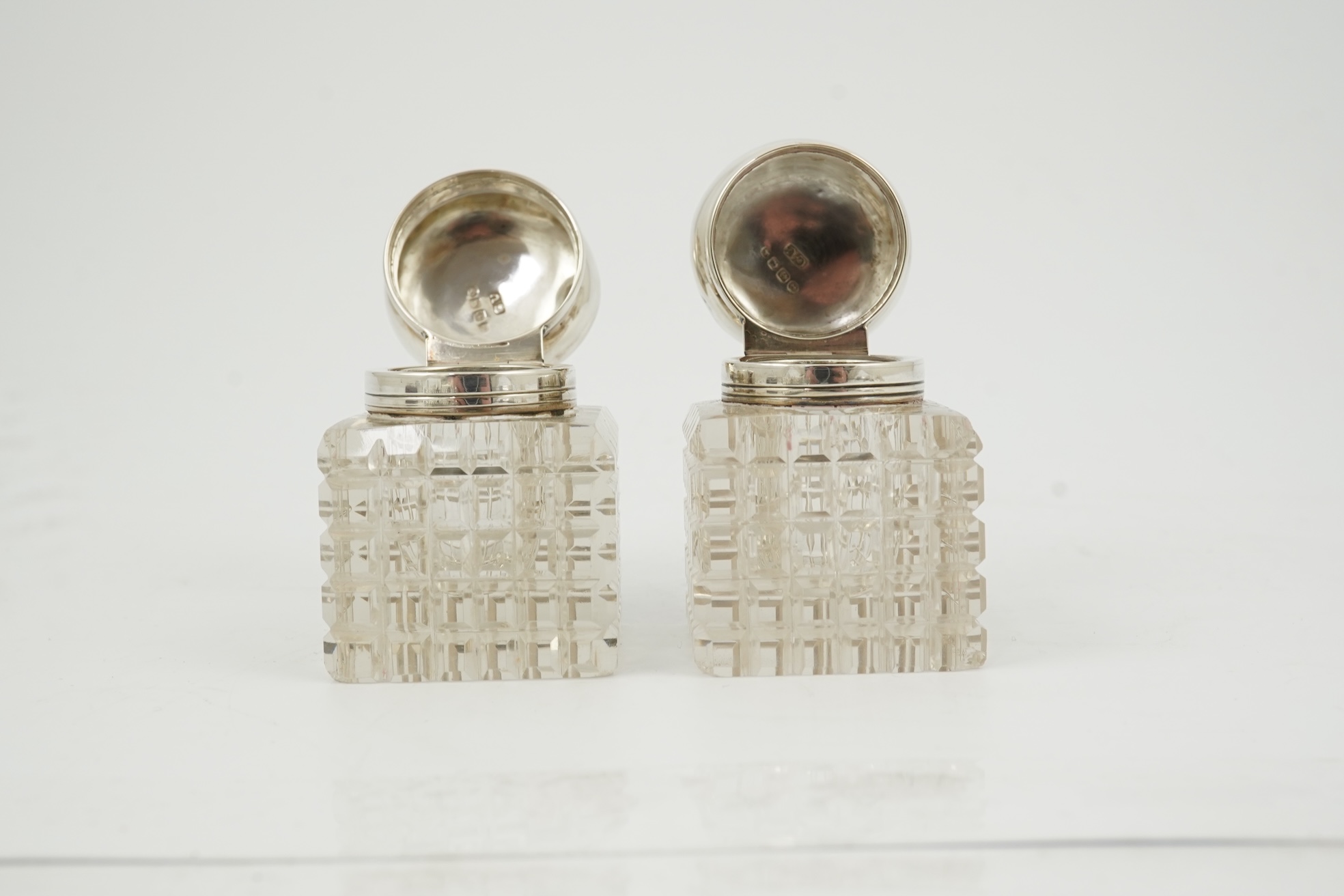 A late Victorian silver two handled rectangular inkstand by George Unite